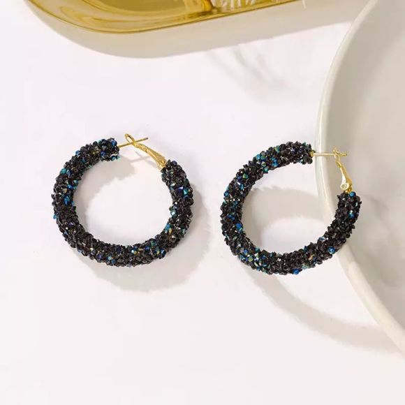 🌺shiny Glitter Cubic zirconia hoop Earring - Picture 7 of 11